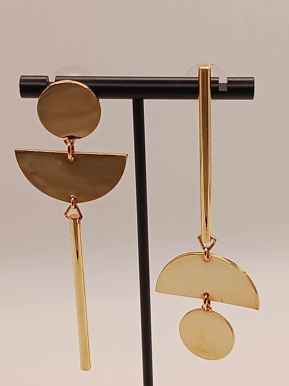 Trina Turk Golden State Asymmetrical Geometric Linear Half Moon Earrings